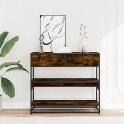 Berkfield Home Console Table Smoked Oak 90x35x80 cm Engineered Wood in Brown - Size: 90 x 35 x 80 cm - thumbnail 3