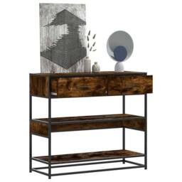Berkfield Home Console Table Smoked Oak 90x35x80 cm Engineered Wood in Brown - Size: 90 x 35 x 80 cm - thumbnail 2