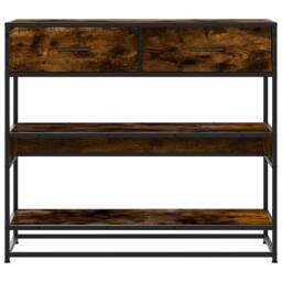 Berkfield Home Console Table Smoked Oak 90x35x80 cm Engineered Wood in Brown - Size: 90 x 35 x 80 cm - thumbnail 4