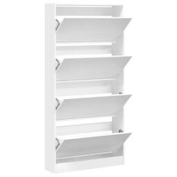 Berkfield Home Shoe Cabinet with 4 Flip-Drawers White 80x21x163.5 cm - thumbnail 5
