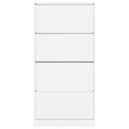 Berkfield Home Shoe Cabinet with 4 Flip-Drawers White 80x21x163.5 cm - thumbnail 6
