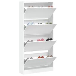 Berkfield Home Shoe Cabinet with 4 Flip-Drawers White 80x21x163.5 cm - thumbnail 4