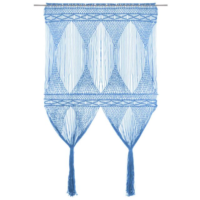 Berkfield Home Macrame Curtain Blue 140x240 cm Cotton - image 1
