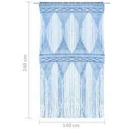 Berkfield Home Macrame Curtain Blue 140x240 cm Cotton - thumbnail 5