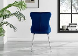 FurnitureboxUK Novara Round Glass Dining Table & 4 Nora Silver Leg Chairs in Blue - thumbnail 6