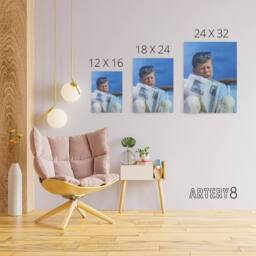 "Artery8 President John F Kennedy Cigar & Newspaper Canvas Wall Art Print in Blue - Size: W18"" x H24""" - thumbnail 4