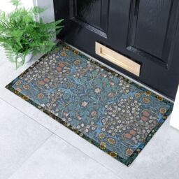 Artsy Mats William Morris Tulips Doormat (70 x 40cm) in Black - Size: 40 cm x 70 cm - thumbnail 1
