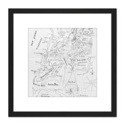 Artery8 Map Van Steenburgh 1794 New York Harbour Chart Plan 8X8 Inch Square Wooden Framed Wall Art Print Picture with Mount in Black - thumbnail 1