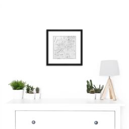 Artery8 Map Van Steenburgh 1794 New York Harbour Chart Plan 8X8 Inch Square Wooden Framed Wall Art Print Picture with Mount in Black - thumbnail 2
