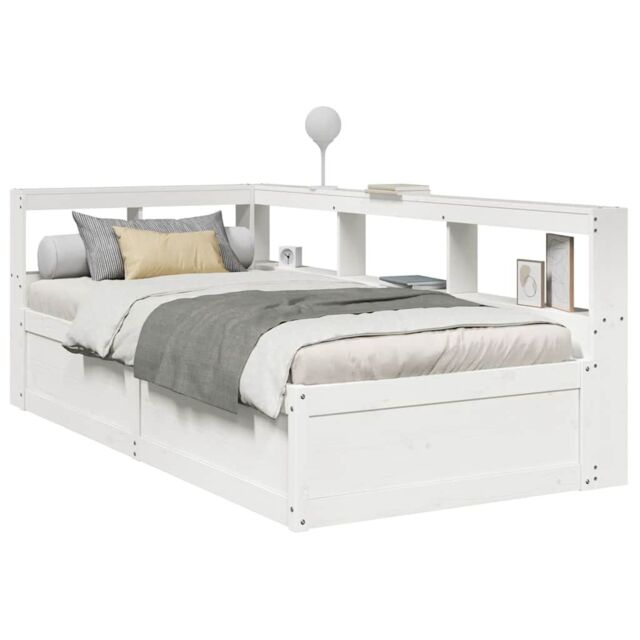 Berkfield Home Bookcase Bed without Mattress White 90x190cm Solid Wood Pine - Size: 90x190 cm - image 1