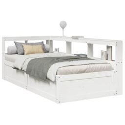 Berkfield Home Bookcase Bed without Mattress White 90x190cm Solid Wood Pine - Size: 90x190 cm - thumbnail 1