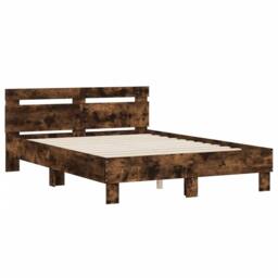 Berkfield Home Bed Frame without Mattress Smoked Oak 135x190 cm Double in Brown - thumbnail 2