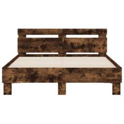 Berkfield Home Bed Frame without Mattress Smoked Oak 135x190 cm Double in Brown - thumbnail 5