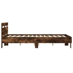 Berkfield Home Bed Frame without Mattress Smoked Oak 135x190 cm Double in Brown - thumbnail 6