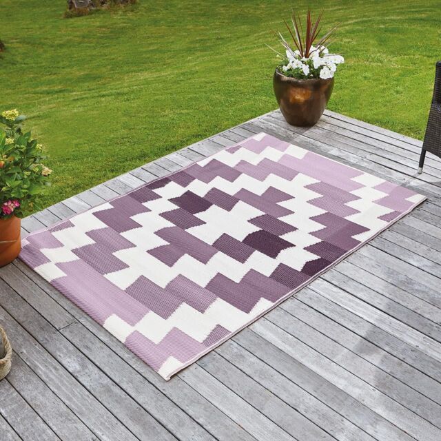 mysmartbuy Alfresco Mat - Water Resistant Outdoor Garden Geometric Pattern Rug in Red - Size: 120 cm x 180 cm