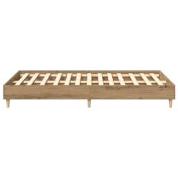Berkfield Home Bed Frame No Mattress Artisan Oak 140x190 cm Engineered Wood in Brown - thumbnail 6