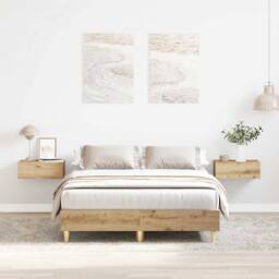 Berkfield Home Bed Frame No Mattress Artisan Oak 140x190 cm Engineered Wood in Brown - thumbnail 1