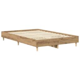 Berkfield Home Bed Frame No Mattress Artisan Oak 140x190 cm Engineered Wood in Brown - thumbnail 4