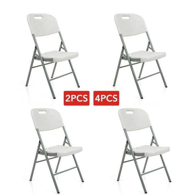 EONLION 4- Folding Plastic Chairs Indoor Outdoor Garden in White - Size: 100 cm - image 1