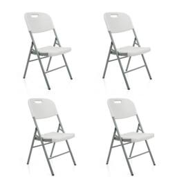 EONLION 4- Folding Plastic Chairs Indoor Outdoor Garden in White - Size: 100 cm - thumbnail 4