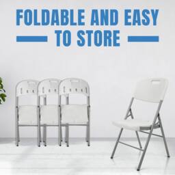 EONLION 4- Folding Plastic Chairs Indoor Outdoor Garden in White - Size: 100 cm - thumbnail 5