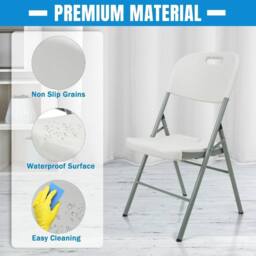 EONLION 4- Folding Plastic Chairs Indoor Outdoor Garden in White - Size: 100 cm - thumbnail 3