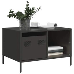 Berkfield Home Coffee Table Black 68.5x50x43.5 cm Cold-rolled Steel - thumbnail 1