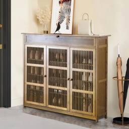 KORVIXA Bamboo Shoe Rack Cabinet in Brown - Size: 0.6m2 - thumbnail 5