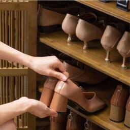 KORVIXA Bamboo Shoe Rack Cabinet in Brown - Size: 0.6m2 - thumbnail 4
