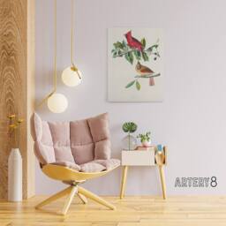 "Artery8 Cardinal Grosbeak Bird Audubon Nature Canvas Wall Art in White - Size: W18"" x H24""" - thumbnail 3