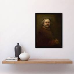Artery8 Rembrandt van Rijn Self Portrait at the Age of 63 Framed Art Print in Brown - Size: A3 - thumbnail 2