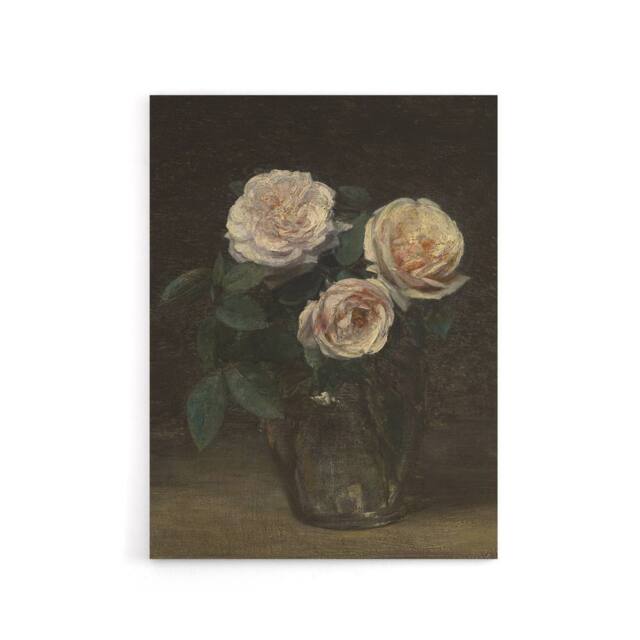 "Artery8 Still Life with Roses in Vase Latour Canvas Wall Art Print in Brown - Size: W18"" x H24""" - image 1