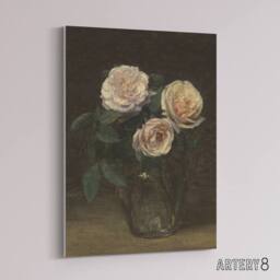 "Artery8 Still Life with Roses in Vase Latour Canvas Wall Art Print in Brown - Size: W18"" x H24""" - thumbnail 2