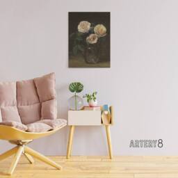 "Artery8 Still Life with Roses in Vase Latour Canvas Wall Art Print in Brown - Size: W18"" x H24""" - thumbnail 3