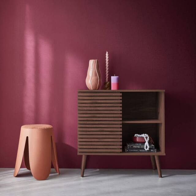 sweeek 80cm scandi-style sideboard, wood effect & sliding door in Dark Brown - image 1