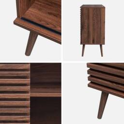 sweeek 80cm scandi-style sideboard, wood effect & sliding door in Dark Brown - thumbnail 9