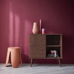 sweeek 80cm scandi-style sideboard, wood effect & sliding door in Dark Brown - thumbnail 3