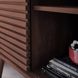 sweeek 80cm scandi-style sideboard, wood effect & sliding door in Dark Brown - thumbnail 8