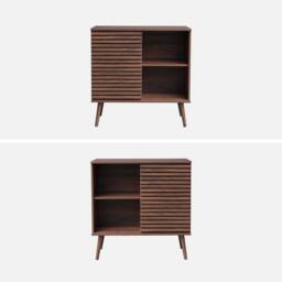 sweeek 80cm scandi-style sideboard, wood effect & sliding door in Dark Brown - thumbnail 2