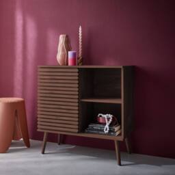 sweeek 80cm scandi-style sideboard, wood effect & sliding door in Dark Brown - thumbnail 6