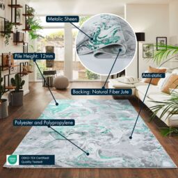 Desire Rugs Solarius Modern Abstract Area Rug - Stylish Abstract Patterns for Trendy Homes in Aqua - Size: 160 cm x 230 cm - thumbnail 6