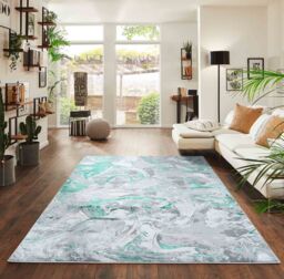 Desire Rugs Solarius Modern Abstract Area Rug - Stylish Abstract Patterns for Trendy Homes in Aqua - Size: 160 cm x 230 cm - thumbnail 1