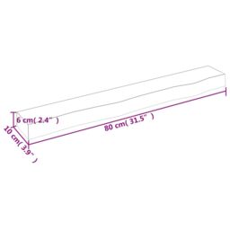 Berkfield Home Wall Shelf 80x10x6 cm Untreated Solid Wood Oak in Brown - Size: 80 x 10 x 6 cm - thumbnail 5