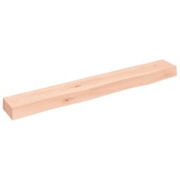 Berkfield Home Wall Shelf 80x10x6 cm Untreated Solid Wood Oak in Brown - Size: 80 x 10 x 6 cm - thumbnail 1