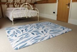 Benjamin Tate Design Watercolour Blue Branches With Leaves Designer Rug in Natural - Size: Large - thumbnail 3