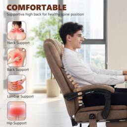 HOMCOM Executive Office Chair, Desk Chair with Massage & Heat, Brown - thumbnail 6