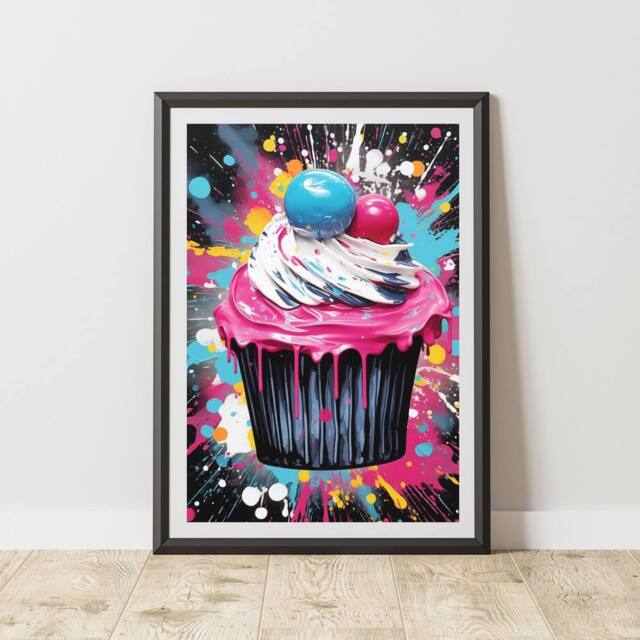 60 SECOND MAKEOVER Cupcake Pop Art Prints For Walls Urban Street Art Aesthetic Posters - Size: A4 - image 1
