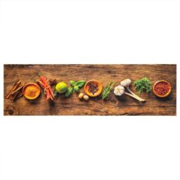 Berkfield Home Kitchen Rug Washable Spices 45x150 cm Velvet in Brown - thumbnail 2