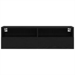 Berkfield Home TV Wall Cabinet Black Oak 100x30x30 cm Engineered Wood - Size: 100 x 30 x 30 cm - thumbnail 6