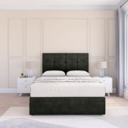 "Sloomy Jasmine Dumfries Bed Set With No Drawers Mattress & 54"" Headboard in Black - Size: Super King" - thumbnail 2
